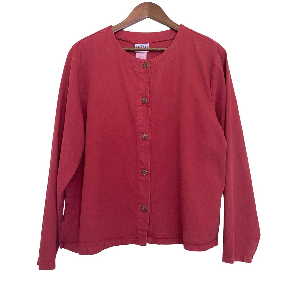 Vintage Better Than Basic By ACC Women Button Up Jacket Red Lagenlook Minimalist